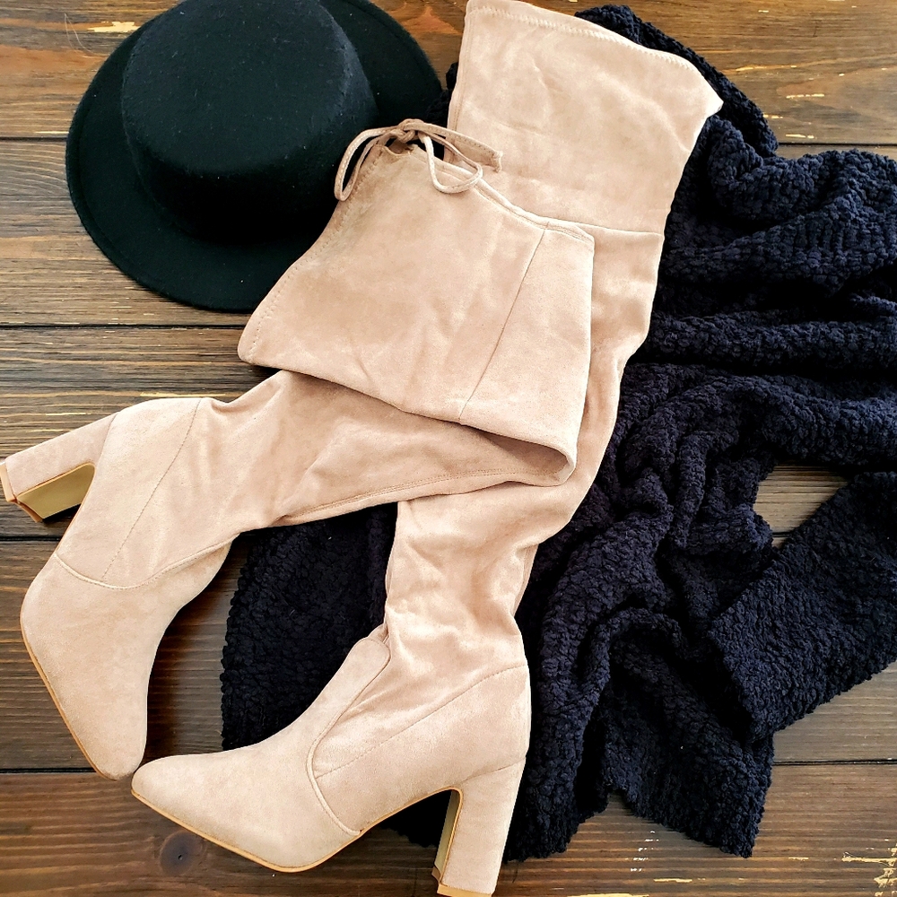 Taupe Over the Knee Boots